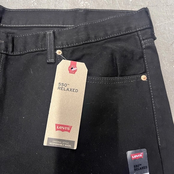 Levi's 550 Relaxed Fit Jeans Black Big & Tall 46x29 Men's Denim Tapered Leg - Picture 6 of 7